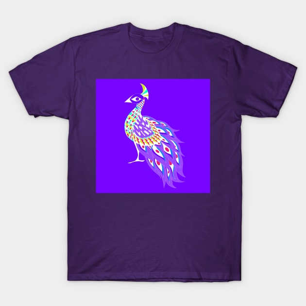 purple shining phoenix peacock ecopop pattern T-Shirt by jorge_lebeau